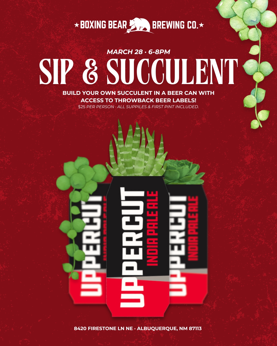 Sip & Succulent event at the Firestone Taproom on March 28