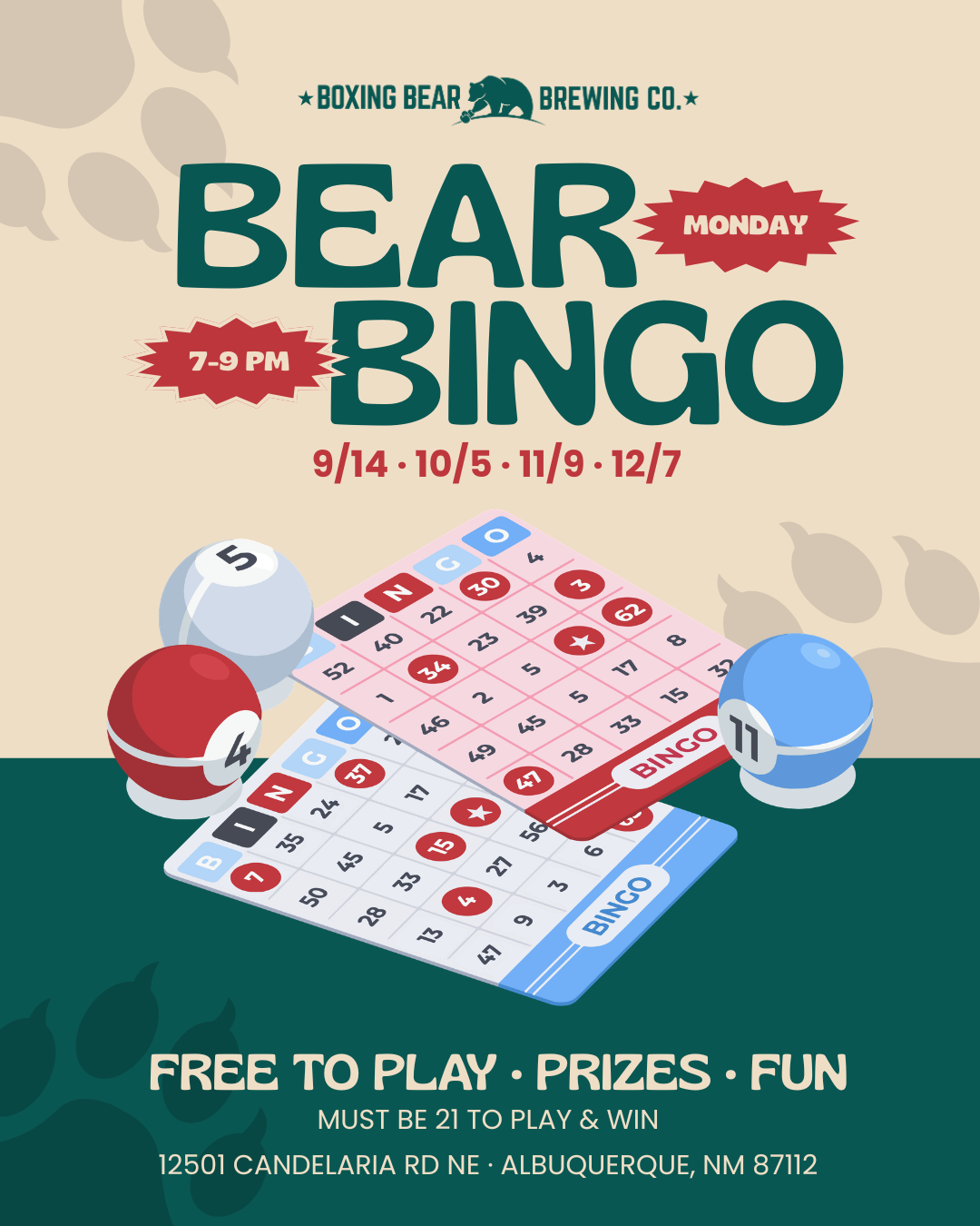 Bear Bingo at the Bridges on Tramway Taproom