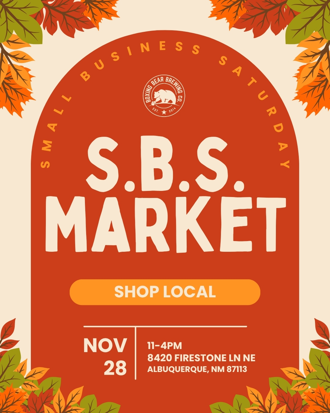 Small Business Saturday at Boxing Bear Firestone Taproom on November 28
