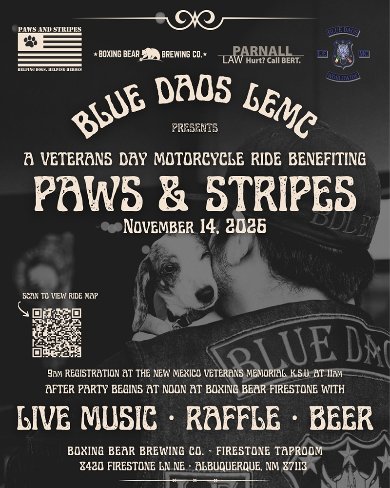 Paws & Stripes Veterans Day benefit ride after party at the Firestone Taproom on November 14